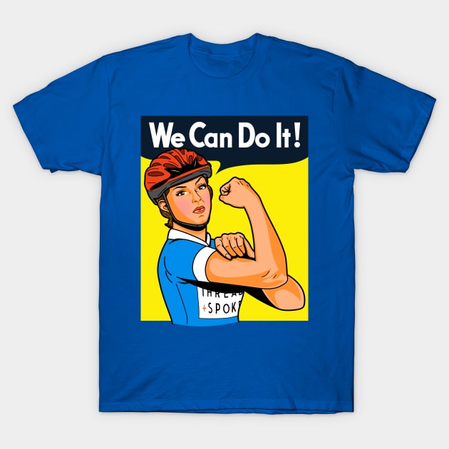 Bicycle Women Cyclist We Can Do It Retro Vintage Feminist Meme T-Shirt by IloveCycling